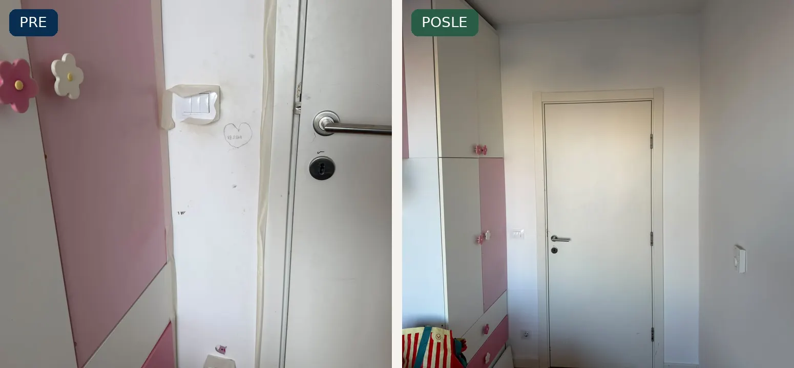 Tragovi kraj prekidača i osvežen zid dečje sobe — West 65 · Novi Beograd